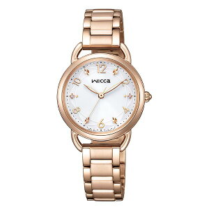 国内正規品 wicca ウィッカ シチズン KP6-065-11 ピンクゴールド色 白文字盤 ソーラー 替えバンド付(ピンク) バンド調整無料 ラッピング無料