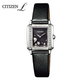 正規品　新品　シチズン　citizen　L エル　EG7061-15E　エコドライブ　ソーラー　ダイヤ付　スクエアケース　黒文字盤　黒革バンド　ラッピング無料　送料無料