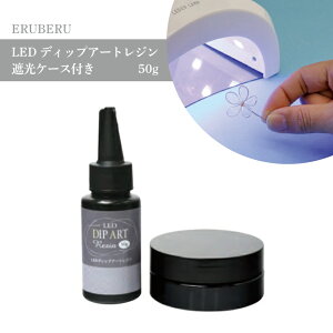 エルベール LEDディップアートレジン 50g 1セット 専用遮光ケース付き ディップ液 ディップアート レジン UVレジン液 初心者 初めて お試し レジンクラフト レジンアクセサリー ハンドメイド