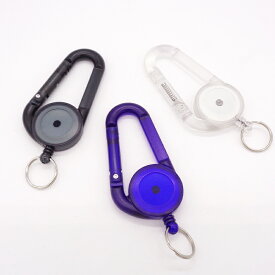 カラビナ+リールキーホルダー RIK 全長90mm 1個 カラビナ メンズ レディース キッズ キーリング 鍵 アクセサリー パーツ アクセサリーパーツ ストラップ 伸縮 伸びる 落下防止 アウトドア