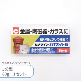 セメダイン ハイスーパー5 5分型 80g入 1個 2液性 2液タイプ エポキシ系接着剤 ボンド グルー 金属 陶磁器 プラスチック ガラス 石 強力 速乾 貼り付け ハンドメイド クラフト アクセサリー 釣具 プラモデル 補修 大容量 業務用