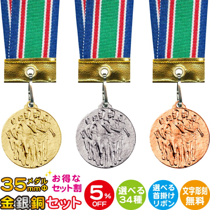 楽天市場】メダル 35mmΦ 金銀銅メダルセット お得なセット割5％OFF 34 