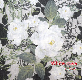 【50cm単位】tsukushi「シーチング」「White rose」ホワイトローズ コットン100％ 生地 布 綿 マスク パジャマ 入園入学 デジタルプリント バラ 薔薇 白 花柄/エレガント