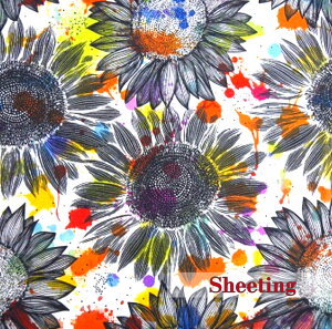 【50cm単位】「ペインティングサンフラワー」/シーチング/コットン100% /生地/小物 /服/カバーリング/エプロン/入園入学/デジタルプリント/ひまわり 生地 花柄 サンフラワー インク ペイント