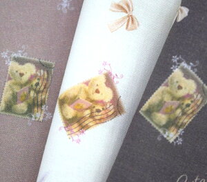 【50cm単位】ニュアンスカラーのベアーが登場♪「Bear stamp」/シーチング/コットン100%/生地/布/綿/デジタルプリント/ルームウェア/服/バッグ/クマ/くま/ベアー/りぼん/入園入学/くすみカラー/