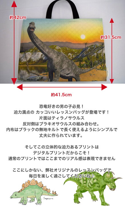 リアルな恐竜　レッスンバッグ