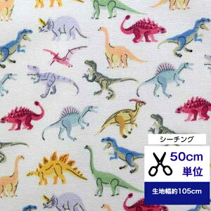 50cm単位 シーチング 「繊細な恐竜さん♪」 コットン100% 生地 恐竜柄 マスク 手作り ハンドメイド 子供 大人 小物 ワンピース デジタルプリント 入園入学 入園 入学 男子