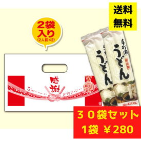 感謝のうどん30袋（2束入）【送料無料 うどん 乾麺 プレゼント イベント 景品 集客 配布 詰合せ 詰め合わせ ギフト ノベルティ 町内会 子供会 縁日 お得なセット まとめ買い 主婦向け 奥様向け うどんプレゼント 来店プレゼント 来場プレゼント】