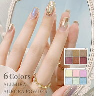 ALLMIRA オーロラパウダー ネイルアート ネイル 固形 6色パレット ミラーパウダー ネイルパウダー ジェル…