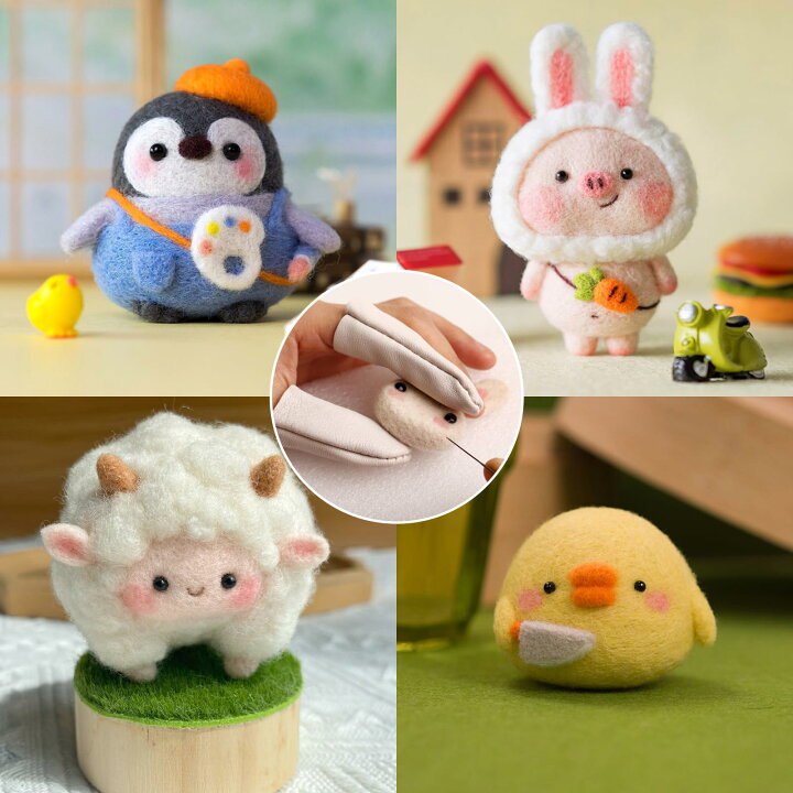 楽天市場】aninako 羊毛フェルト ニードル 3本針+レザー製指サック+2 