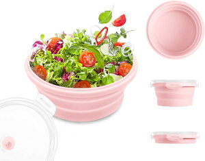 ボウル 折りたたみ式 500ml 野菜 水切り 碗 シリコン食器 食器 旅行 折り畳みボウルコップ 蓋付き 超軽量 コンパクト 持ち運び 安全 防災グッズ 大容量 蓋付きボウル