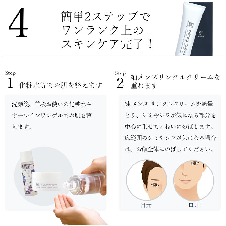 楽天市場 薬用 メンズ シワ改善クリーム しわ 改善 保湿 美白 目元 美容液 口元 ほうれい線 アイクリーム 目のくま 目のクマ 目の下 くま たるみ 小じわ シミ 肌悩みを 消し 美肌を先 取り 日本製化粧品専門店 つむぎコスメ