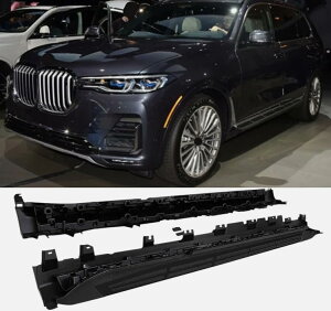 BMW X7 G07 2019-2025サイドステップ用ランニングボード2個 コンプリートブラックキット カーナーフバー 滑り止め粒子付きアップグレードパネル (専用車両のみ)