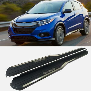 ホンダHRV HR-V Vezel 2016-2021サイドステップコンプリートキットカーナーフバー用ランニングボード2個 新しいアップグレードブラックパネル 滑り止め粒子付き ブラック&ホワイト (専用車両のみ