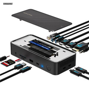 �y���������zUSB C�h�b�L���O�X�e�[�V�����A13-In-1�^�C�vC�h�b�N��10GbpsM.2 PCIe/SATA SSD�G���N���[�W���[�A�g���v���f�B�X�v���C�h�b�N�A100W PD�Ή��A4K@60Hz HDMI/DP�AUSB C/USB-A Gen 3.2/3.1�ASD/TF�AGigabit 