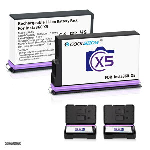 �y���������zInsta360 X5 �o�b�e���[ 2800mAh 2�Z�b�g�d�r�ی�P�[�X �������[�J�[�h���[�f�U�C�� �C���X�^360 X5�J�����p(�o�b�e���[2��)