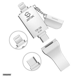 �y���������zUSB������128GB�yApple MFi�F�؁E���e�ʕۏ؁z3 in 1 Lightning/USB-C/USB 3.0�Ή� iPhone 17/16/15/14 / iPad/iPod/Android/PC�Ή� �����N���b�N�����o�b�N�A�b�v�E�����]���E�p�X���[�h�ی�E���S�T�|
