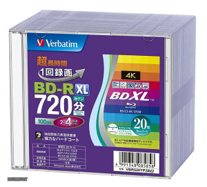 �y���������z(Verbatim) 1��^��p �u���[���C�f�B�X�N BD-R XL 100GB 20�� 5mm�v���P�[�X �z���C�g�v�����^�u�� �Ж�3�w 2-4�{�� VBR520YP20V2