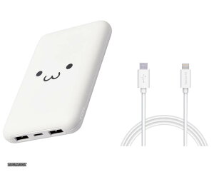 �y���������z���o�C���o�b�e���[ ��e�� 10000mAh USB PD�Ή� 20W Type-C×1 USB-A×2 �P�[�u���ʔ��� ���낿��� EC-C11WF + TypeC to Lightning ���C�g�j���O �P�[�u�� iPhone 1.0m �z���C�g MPA-FCL10WH