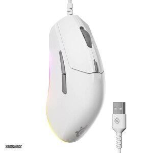 �y���������z�Q�[�~���O�}�E�X �L�� �y�� ��x�� 1.35ms ���ϋv 8 500DPI ���J�j�J���X�C�b�` ���܂�h�~ PTFE(�e�t����)�\�[�� 3�]�[��RGB�C���~�l�[�V���� Rival 3 Gen 2 62516 �z���C�g
