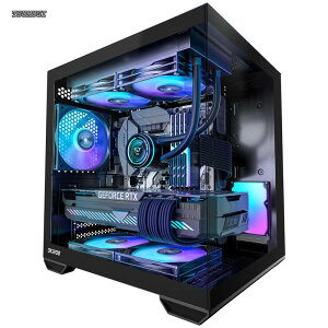 �y���������zMATX PC Case Top 240mm Radiator Support 5 PCIe Slots for Max GPU Cooling Extra Space for 160mm PSU & Easy Cable Management 3×120mm ARGB Fan with Controller (Non-PWM) Type-C Mirage 4 Black