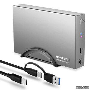 �y���������z3.5�C���` RSHTECH �n�[�h�f�B�X�N�P�[�XUASP�Ή� 6Gbps�����]�����x �ő�22TB 12V�d���A�_�v�^�[�t�� �A���~�� SATA III�Ή� PC/Mac/PS4/Xbox���K�p HDD �O�t���P�[�X