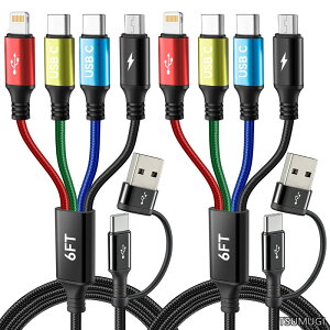 �y���������z1.8m�ziphone �[�d�P�[�u�� �^�C�vc 6in1 �A�C�t�H�� �[�d�P�[�u�� �[�d�� 3in1 usb a c �ϊ� usb-c*2/lightning/micro usb iPhone 17 16 15 14 Pro Max/Pro Galaxy S26+/S25+/24+/Ultra iPad �V���[�v �O�[�O���Ή�
