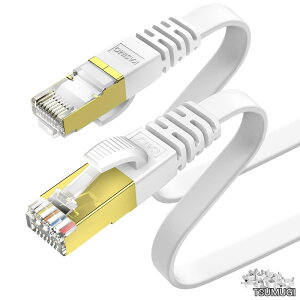 �y���������zKASIMO LAN�P�[�u�� CAT7 �t���b�g �����^ 10Gbps 600Mhz ���� �L��lan�P�[�u�� STP ���c�� �ܐ܂�h�~ RJ45 wifi�P�[�u�� �J�e�S���[7 �t���b�g�P�[�u�� (20m �z���C�g)