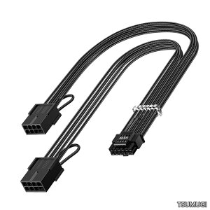 �y���������zPCI-e 5.0 12VHPWR�����P�[�u���A30cm/1�t�B�[�g 16(12+4)�s���I�X-PCIE 5.0 2x8(6+2)�s�����X �X���[�u�t�������R�[�h�AGeForce RTX 4070 4080 4090�p4�R�[��16AWG GPU�P�[�u���Ή�(�u���b�N)