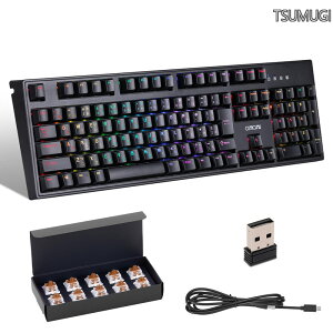 �y���������z�Q�[�~���O���J�j�J���L�[�{�[�h ���� �L���ڑ� ���� 108�L�[ ���{��z�� 4000mAH ���� Bluetooth 5.0/2.4G/USB-C RGB LED�o�b�N���C���C�g�z�b�g�X���b�v�Ή� �ڑ� Windows XP�ȍ~�AMac�AAndroid