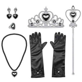 [] プリンセス アクセサリー おもちゃ セット ティアラ ブレスレット ネックレス スティック イヤリング リング 手袋 変身 なりきり 子供 コスチューム用小物 パーティーに最適 6点セ
