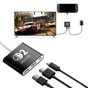 Switch 2�p�h�b�N �e���r�ڑ��o��3IN1���@�\�u22.0.0�v�Ή� Switch 2�p TV �o�� �h�b�N�Z�b�g ���@�\ 4K@60Hz Type-C to HDMI�ϊ�/USB 3.0/PD100W���� 3-IN-1 �~�j�h�b�N �y�ʉ� �x����