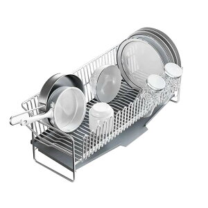 ANDWINT Vero 水切りラック ステンレス鋼 大容量 水切りかご 幅51*奥行21*高さ18cm スリム キッチン収納 食器乾燥 水切りバスケット 水切りトレー 皿立て 自動排水 完成品