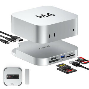 Mac Mini M4 �h�b�N USB 3.2 10Gbps CFexpress Type B Type A �J�[�h���[�_�[ SD TF 4.0�X���b�g M.2 NVMe SSD �G���N���[�W���[ �����f�[�^�]�� USB-C 10Gbps USB-A 5Gbps 2�|�[�g �n�u �X�e�[�V���� �g���A�_�v�^�[ MacMini