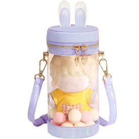 [] 痛バ 見せバッグ ショルダーバッグ イベント ぬいぐるみ 兎耳 2WAY 外出 透明 バッグ ミニポーチ 円筒 バック 蓋付