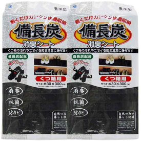 ワイズ Waizu 最選炭II 備長炭シート 消臭シート くつ箱 下駄箱 玄関 引き出し キッチン 台所 収納 30×300cm 2個セット 日本製 抗菌 防カビ 防臭 無臭 清潔 ズレない 汚れ防止 マット 置くだけ