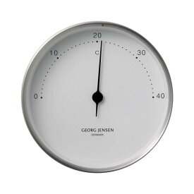 Georg Jensen サーモメーター 気温計 北欧 デザイン インテリア 雑貨 ホワイト ダイヤル 壁掛け 卓上 シンプル モダン スタイリッシュ リビング 寝室 書斎 オフィス ギフト プレゼント 高級感 おしゃれ 上品 シルバー 直径 10cm 型番 3587588 ウォールクロック `