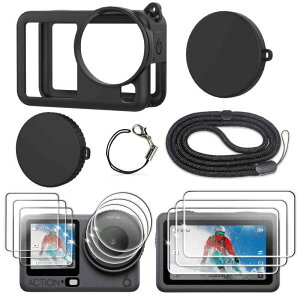 FitStill�ی�L�b�g DJI Osmo Action 6��p�A�V���R�����ی�P�[�X+�����Y�X�N���[���v���e�N�^�[+�V���R���������Y�L���b�v+�����\�ȃ��X�g�X�g���b�v�C9H�̍d�x�ŁA�h�o�E�h���� dji action 6��
