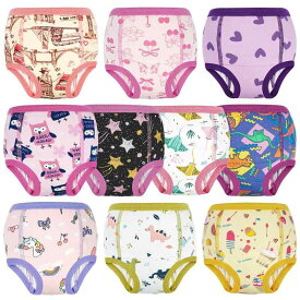 MooMoo baby コットン トレーニングパンツ 6層 10枚 強い吸水性 通気性 幼児のトイレトレーニングパンツ 下着 赤ちゃん 女の子 男の子用 2T-9T
