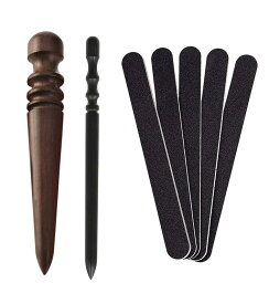 コバ磨き 黒檀製 2個セット レザークラフト 工具 レザースティック ヘリ磨き 革磨き 専用 工具 仕上げ 檀木 革手芸 革細工 革工芸道具 サンドスティック付き