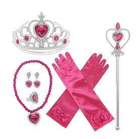 [] プリンセス アクセサリー おもちゃ セット ティアラ ブレスレット ネックレス スティック イヤリング リング 手袋 変身 なりきり 子供 コスチューム用小物 パーティーに最適 6点セ