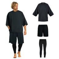 ラッシュガード メンズ 水着 オーバーサイズTシャツ レギンス サーフパンツ フィットネス 三点セット[UV…