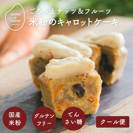 グルテンフリースイーツ 米粉スイーツ「ごろっとナッツ＆フルーツ米粉のキャロットケーキ」 国産米粉 小麦粉不使用 小麦アレルギー バター・マーガリン不使用 白砂糖不使用 焼菓子 洋菓子 ギフト お取り寄せ 手土産 人気 【come×come】コメトコメ 冷凍 送料別
