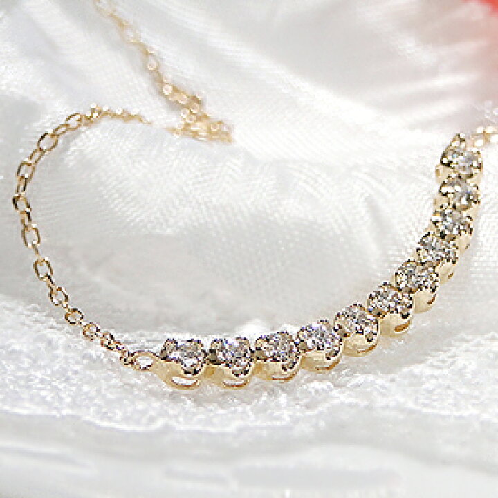 楽天市場】【K18YG【0.3ct】H&C ダイヤモンド ラインネックレス【鑑別  