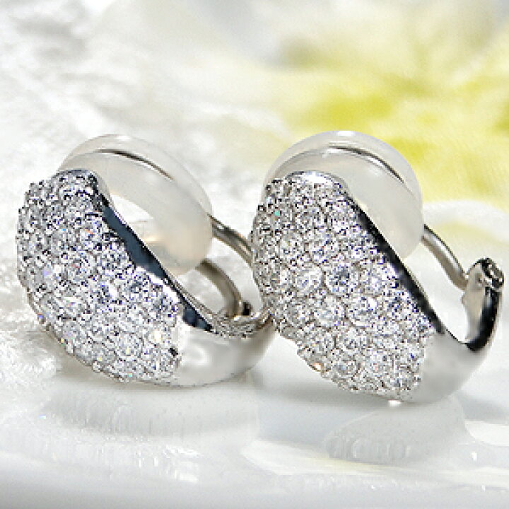 楽天市場】【2WAY】K18WG 豪華 1.0ct パヴェ ダイヤモンド ピアス 