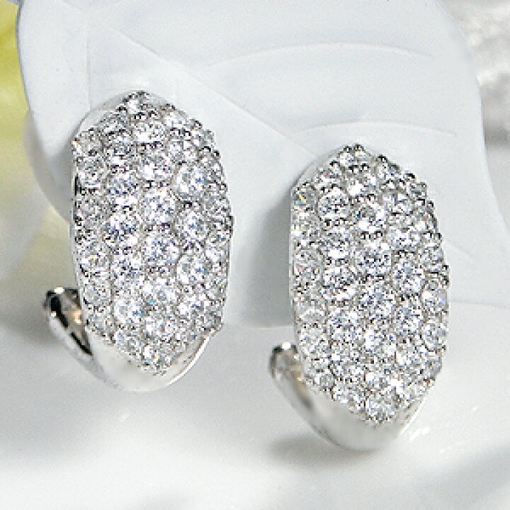 楽天市場】【2WAY】K18WG 豪華 1.0ct パヴェ ダイヤモンド ピアス 