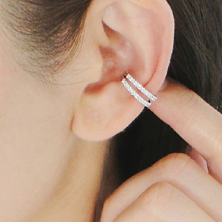 楽天市場】K18WG 2連 ダイヤモンド 0.26カラット イヤーカフ【片耳用  