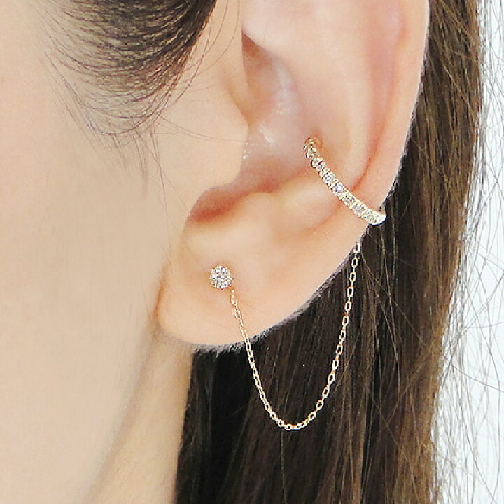 楽天市場】K18YG チェーン付 ダイヤモンドイヤーカフ & ダイヤモンド  