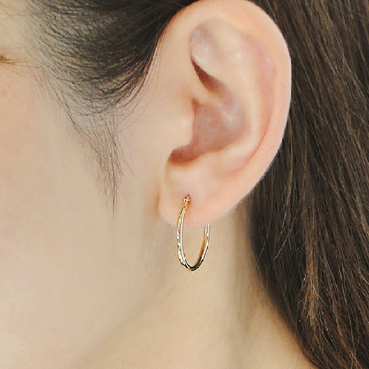 楽天市場】K18YG クロッシング フープ ピアスフープピアス 18金ピアス 