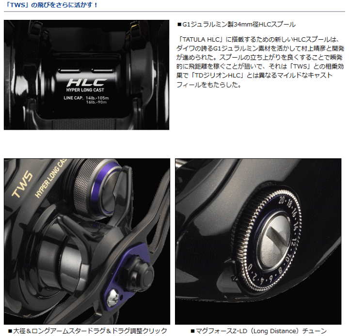 ダイワ　タトゥーラ　TATULA HLC 7.3L-TW DAIWA ダイワ TATULA タトゥーラ HLC-TW 7.3L 左巻き ベイトリール